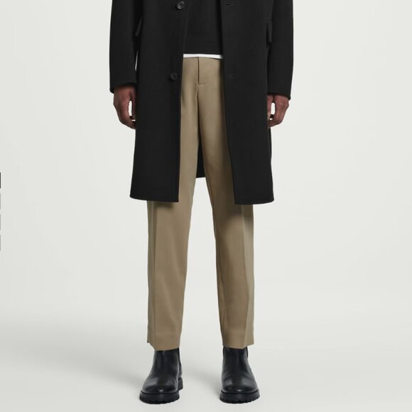 COS Slim-Fit Cotton Light Khaki Pleated Minimalist Contemporary Trousers 48(32R) - Picture 1 of 8